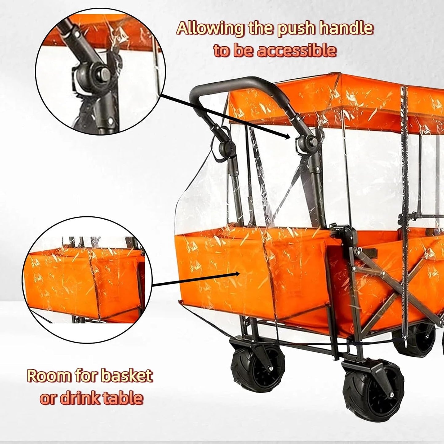 Waterproof Collapsible Wagon Rain Cover, Attachment Sandproof Windproof UV-Resistan Carts Removable Protective, Suit for Camping Picnic Garden Use