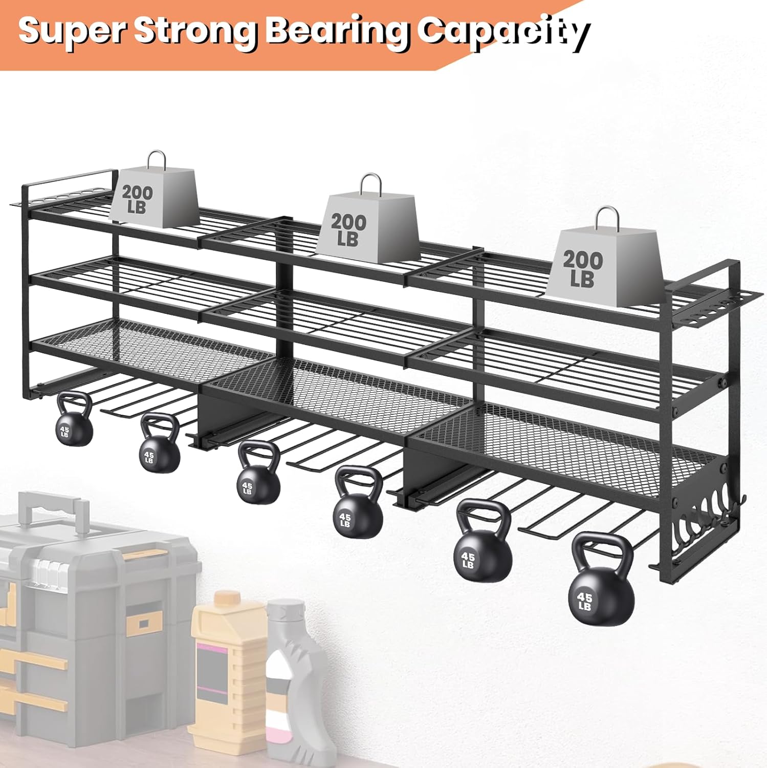 SINTIKI 49'' Large Power Tool Organizer Wall Mount, 4 Layer Tool Stora