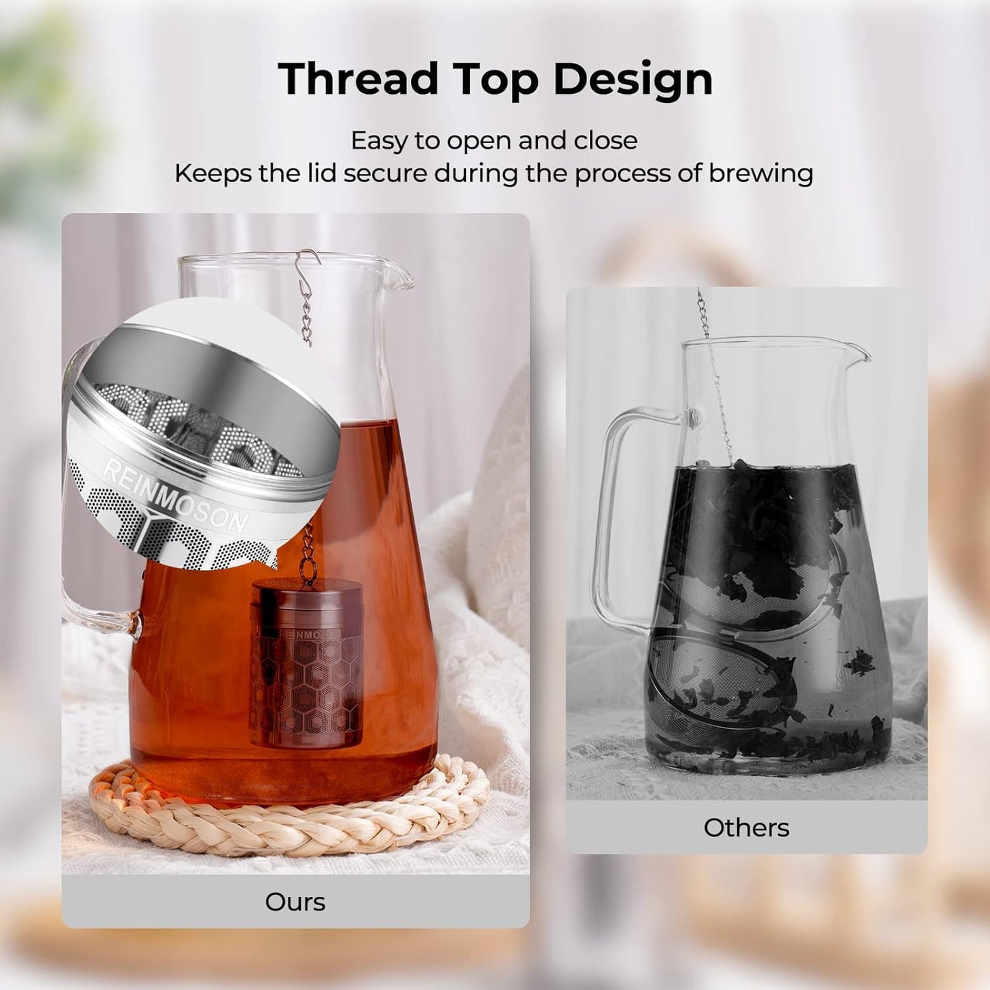 Reinmoson Tea Strainers for Loose Tea, Extra Fine Mesh Tea Infuser, 30
