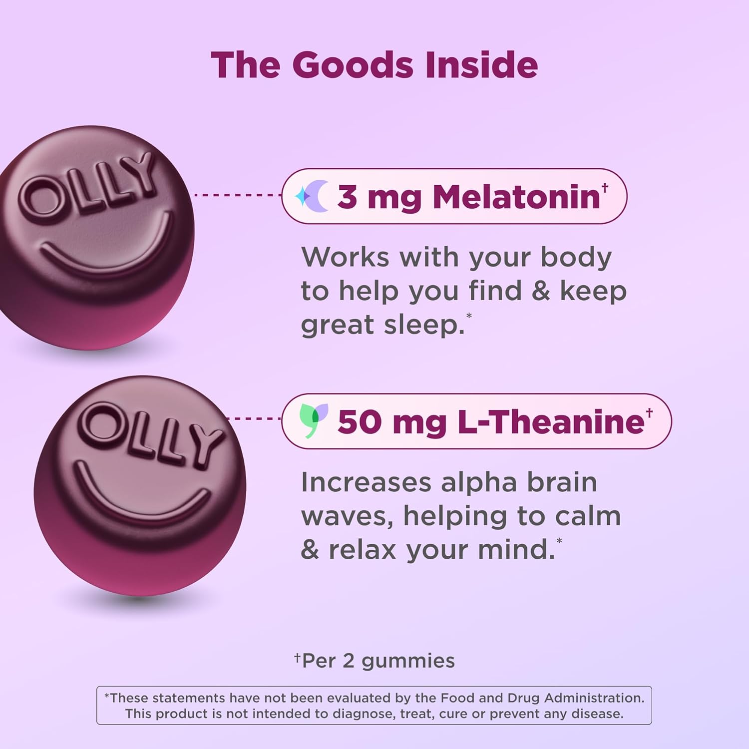 OLLY Restful Sleep Gummy Supplement with Melatonin & L-Theanine Chamom