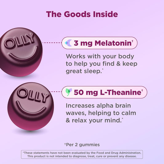 OLLY Restful Sleep Gummy Supplement with Melatonin & L-Theanine Chamom