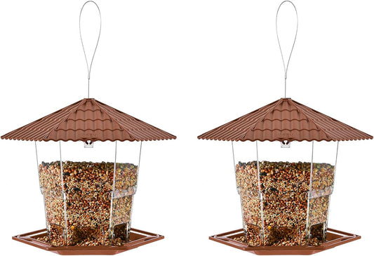 Bird Feeders for Outdoors Hanging Bird Feeder Wild Birds Seed, Brown 2