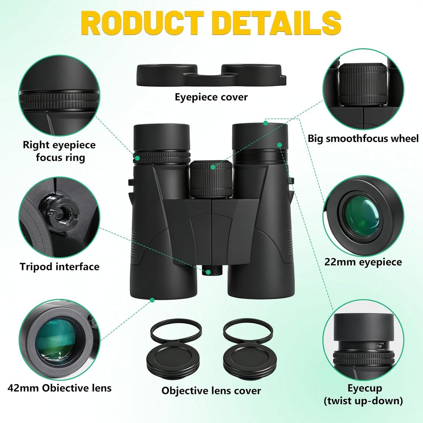 8x32 Binoculars for Adults - HD BAK4 Prism FMC Lens, Waterproof Large View Clear Vision, Lightweight with Phone Adapter Compact Binocular for Bird Watching Travel Cruise Stargazing Hunting