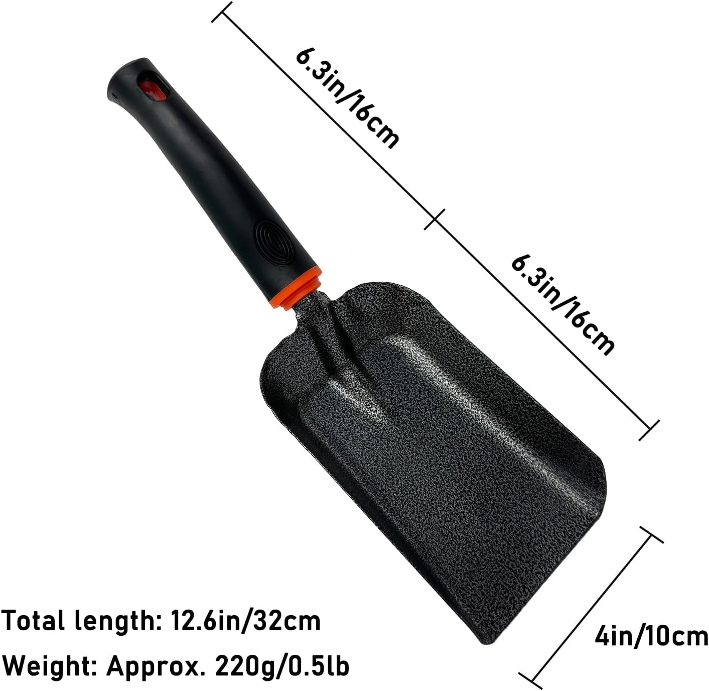 SoloWilder 12.6" Ash Shovel for Fire Pit & Fireplace - Manganese Steel Gardening Tool - Black