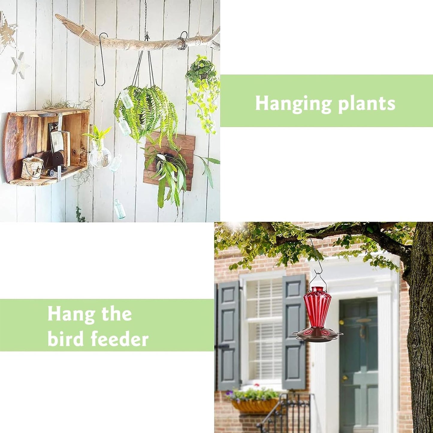8 Pack S Hooks Heavy Duty 12 Inch Large S Shape Hooks for Hanging Plant Pots and Pans Steel Metal Hanger Hook Black Long S-Hook for Hanging Clothes, Plants, bird feeders, Garden Indoor Outdoor