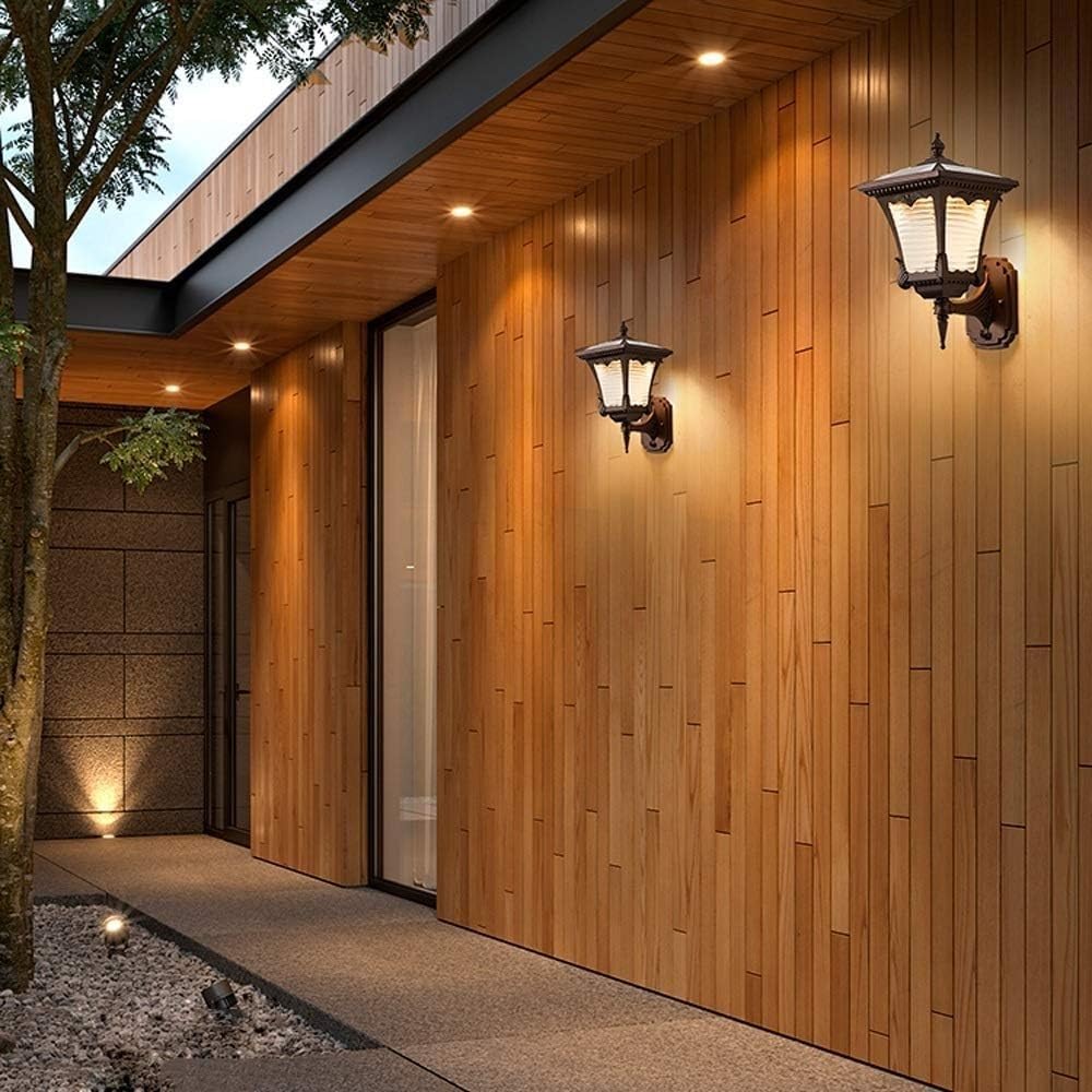 Kitchen Faucet Mount Lamp, Brown Solar Outdoor Waterproof Glass Lamps European Retro Industrial Aluminum Lights Door Villa Street Garden Community Lighting Wall Chandeli