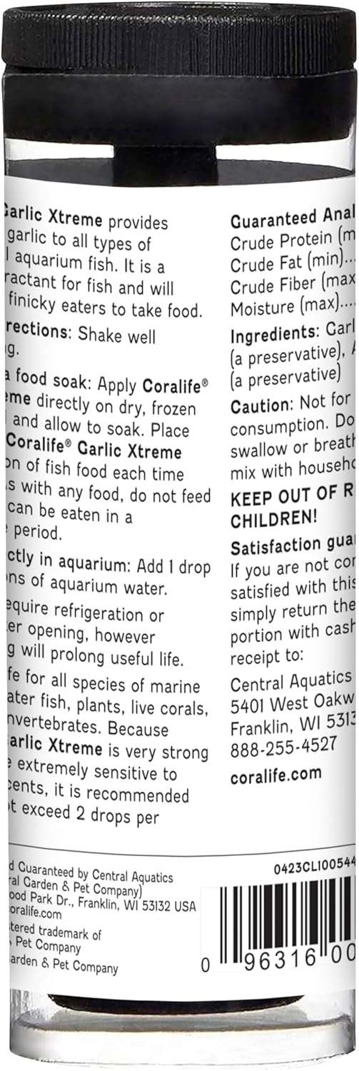 Coralife Fish Tank Aquarium Garlic Xtreme Attractant and Food Suppleme