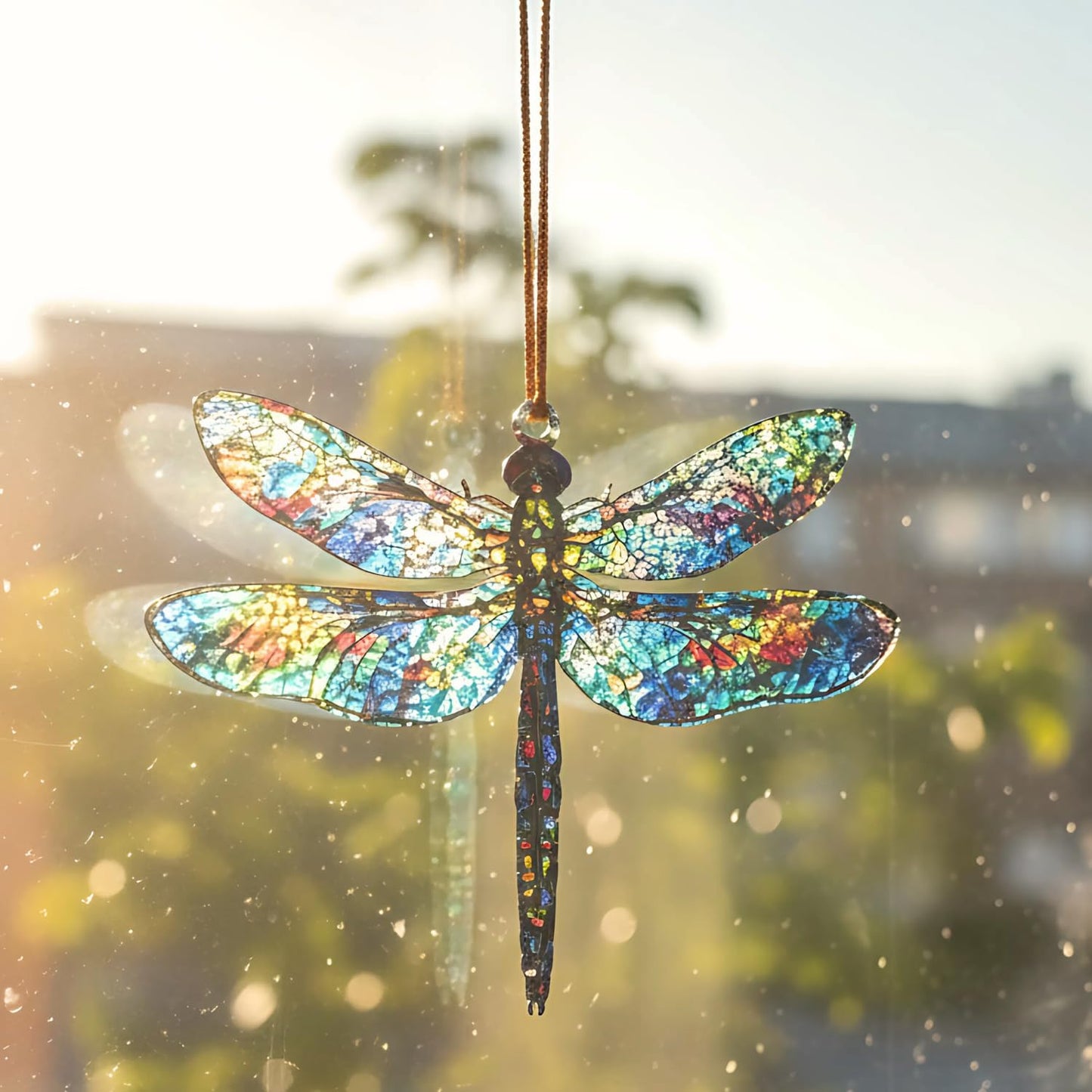 Dragonfly Suncatcher Ornament Acrylic, Faux Stained Glass Window Hanging Decoration, Decorative Hanging Ornaments, Dragonfly Gifts for Women, Dragonfly Decor, Garden Wind Chimes Decor