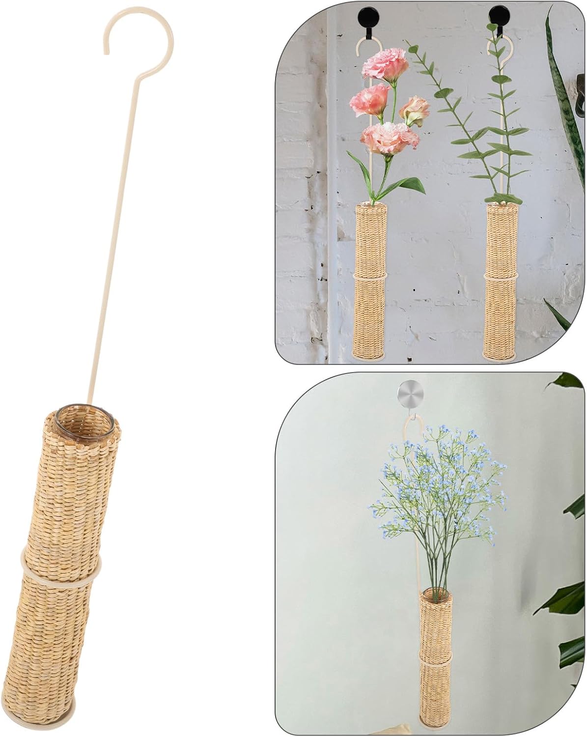 PRETYZOOM Wall Mounted Flower Vase Woven Small Hanging Planter Decorat