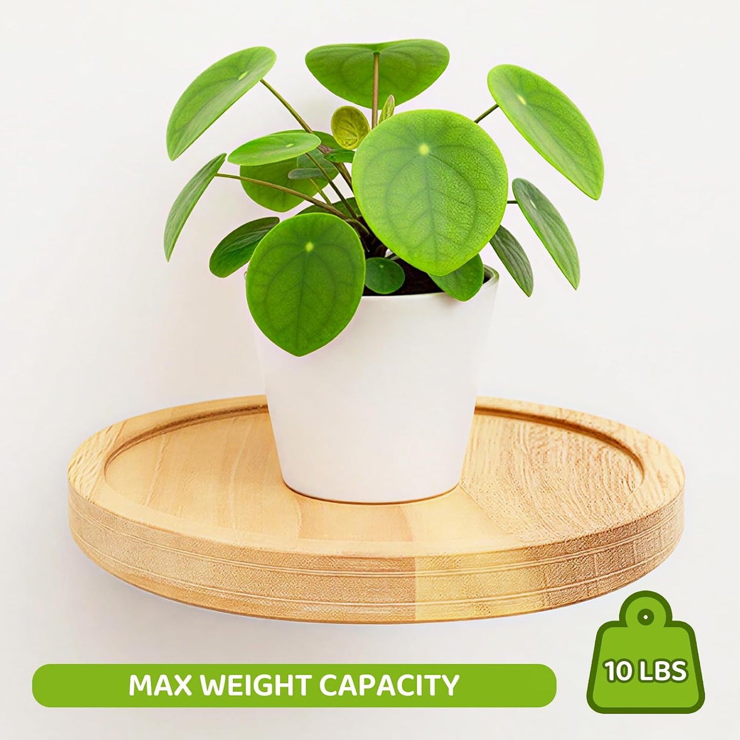4PCS Decorative Shelf for Wall, Floating Circular Solid Wood Shelves, Space-Saving Decorative Storage Shelves with Candles, Planter, Pots, Ornaments for Bedroom Living Room Bathroom, Offices