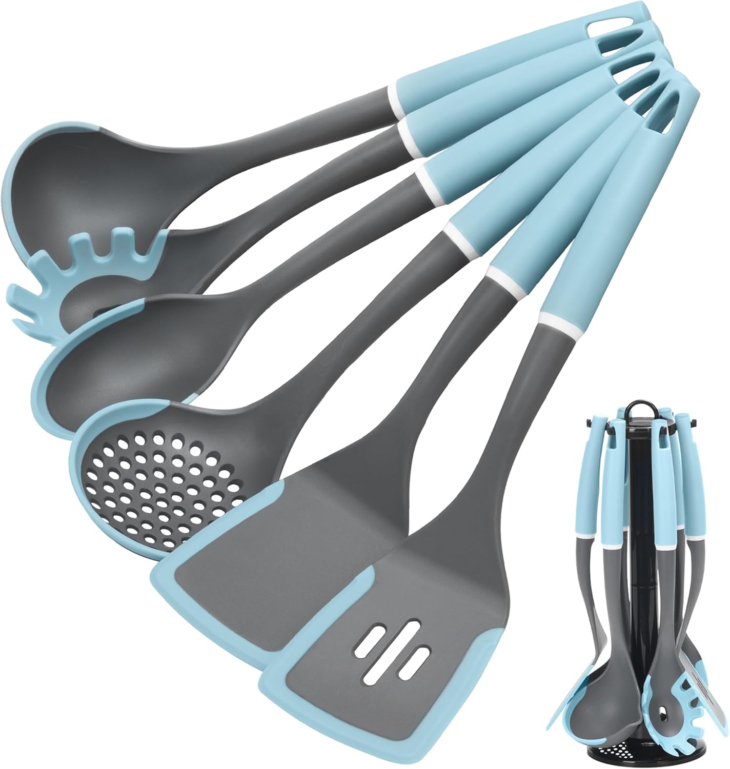 Kitchen Cooking Utensils Set, Non-Stick Spatula Set with Rotating Stan