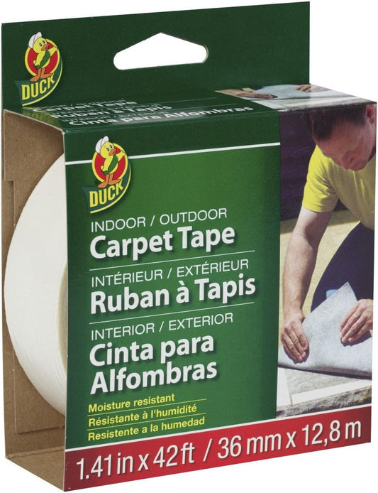 Duck Brand Indoor/Outdoor Carpet Tape, 1.41-Inch x 42 Feet, White (286373)