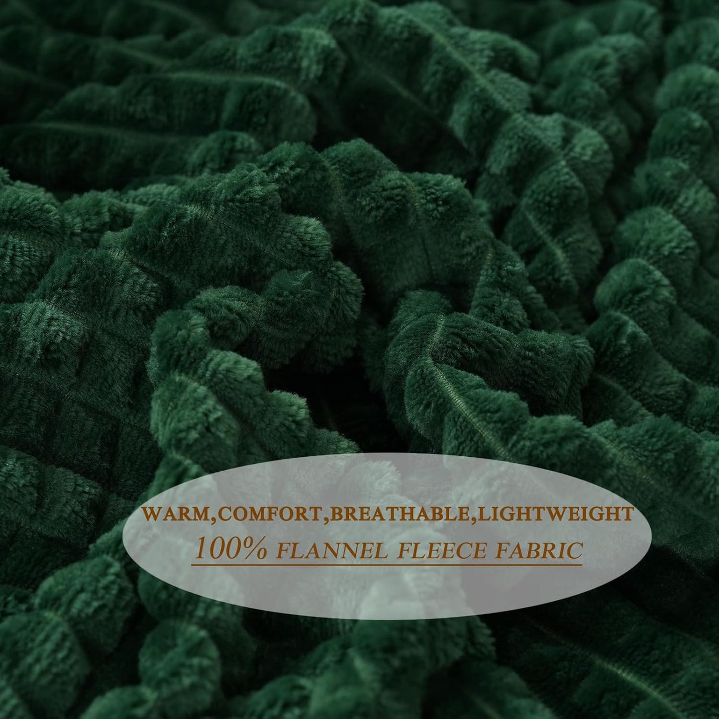 Puncuntex Green Throw Blanket 50"×60" Decorations Fleece Super Soft Plush Fuzzy Cozy Blanket with Square 3D Jacquard Grid Design Luxury Lightweight for Couch Sofa Chair,Dark Forest Green