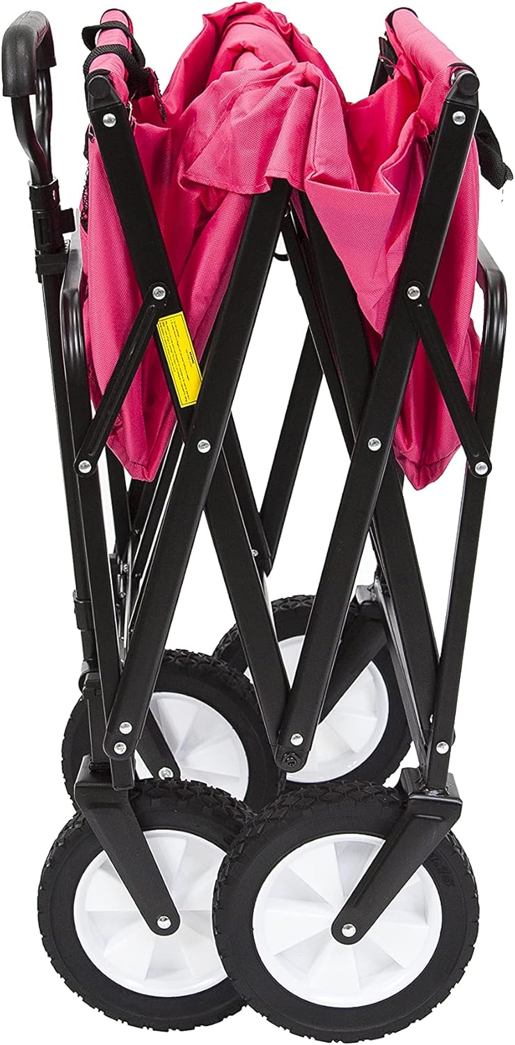 Mac Sports Mac Wagon (WTC-118) Pink & Heavy Duty Steel Frame Collapsible Folding 150 Pound Capacity Outdoor Camping Garden Utility Wagon Yard Cart, Red