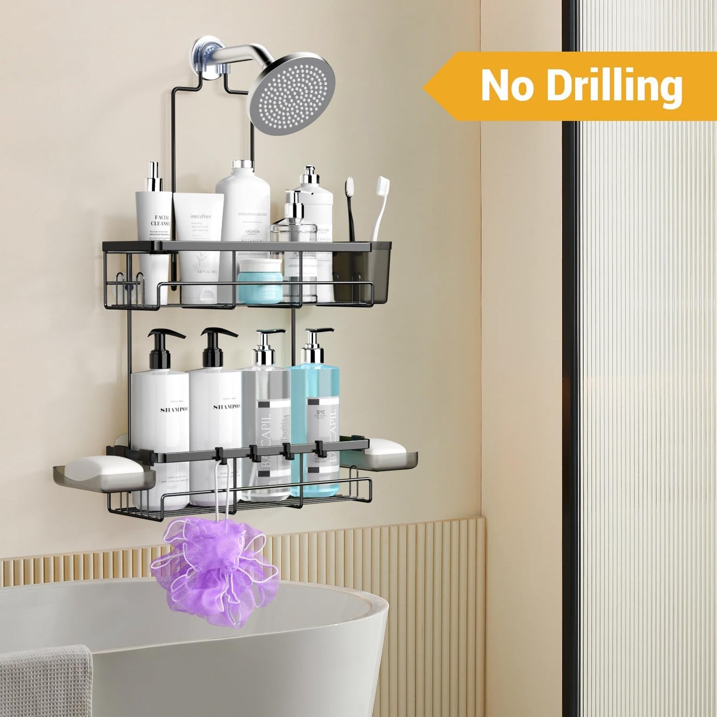 Shower Caddy Hanging Bathroom Organizer: Rustproof Shelf for Inside Sh