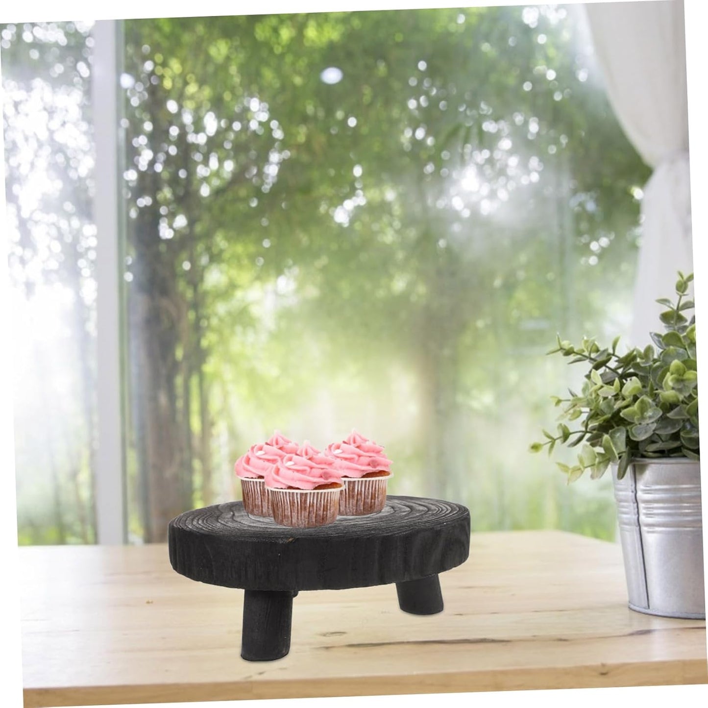 ERINGOGO Indoor Plant Stand Solid Wood Round Riser Perfect for Displaying Flowers Food and Decorations