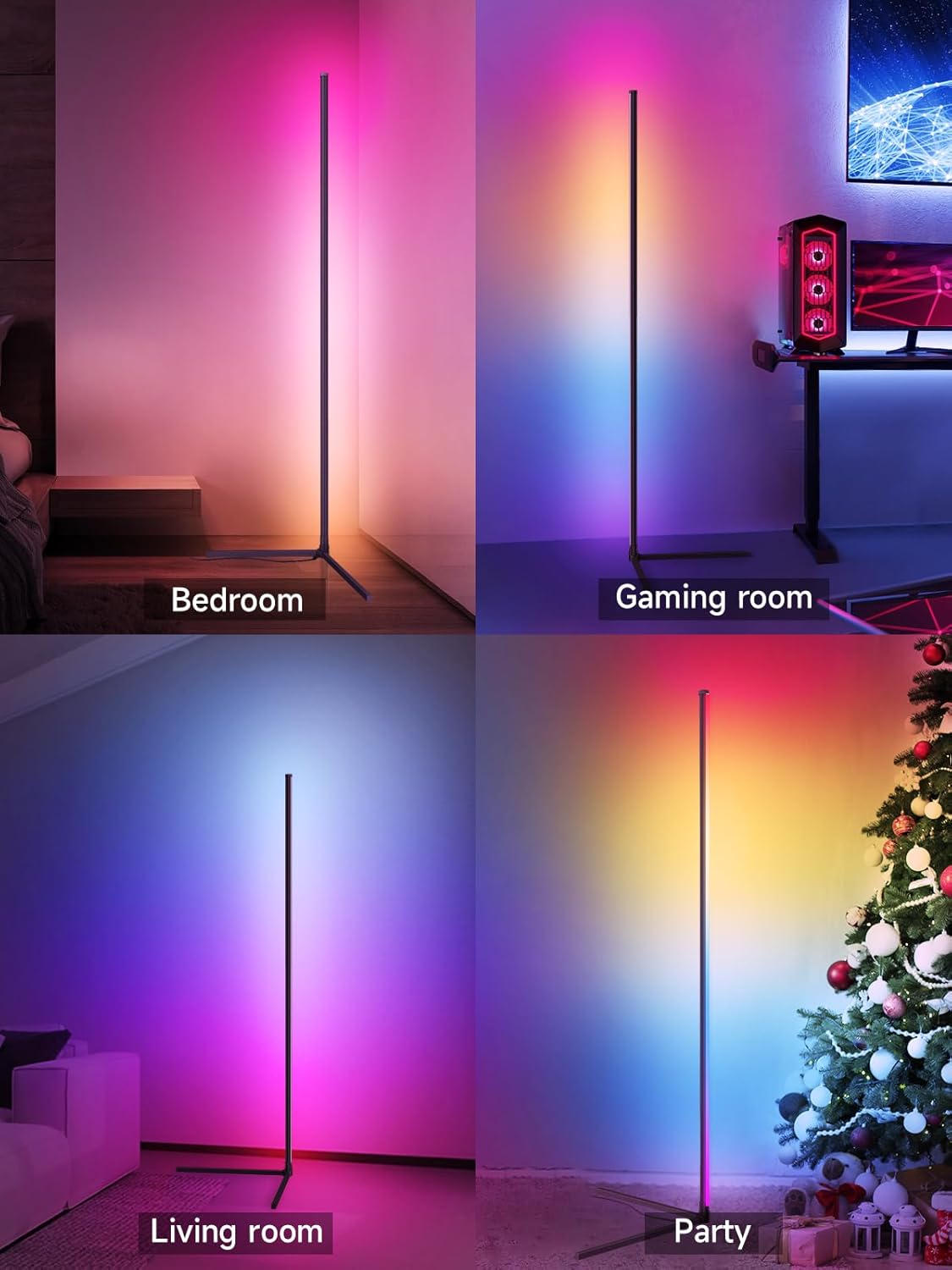 Corner Floor Lamp, RGB LED Corner Lamp with Music Sync, Smart App and 