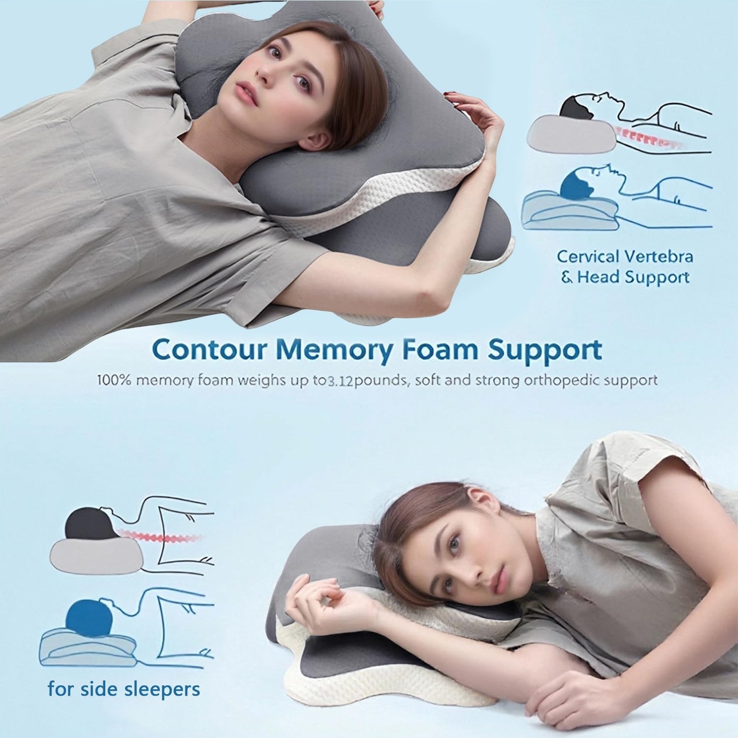 Ergo Pillow for Sleep Apnea, Neck Pain, and Snoring Relief | Cervical 