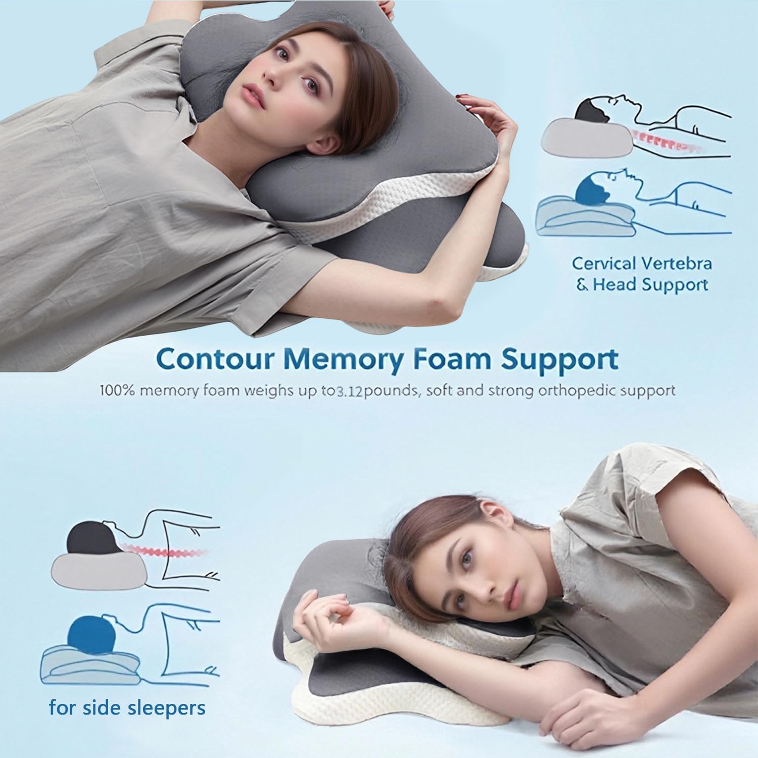 Ergo Pillow for Sleep Apnea, Neck Pain, and Snoring Relief | Cervical 