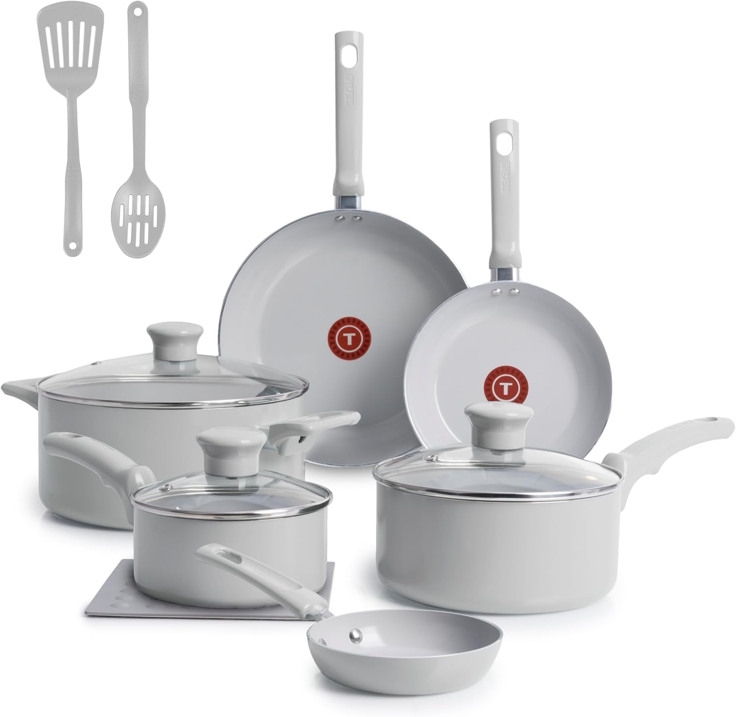 T-Fal Refresh Ceramic Nonstick Cookware Set, 12-Piece Ceramic Pots and
