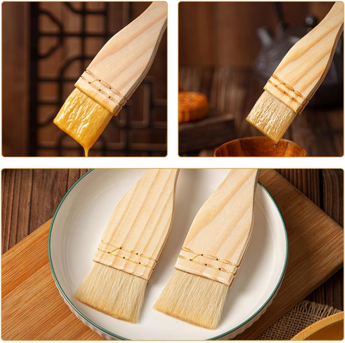 Milisten 2pcs Wool Basting Brush for Barbecue Bbq Sauce and Grill Mari