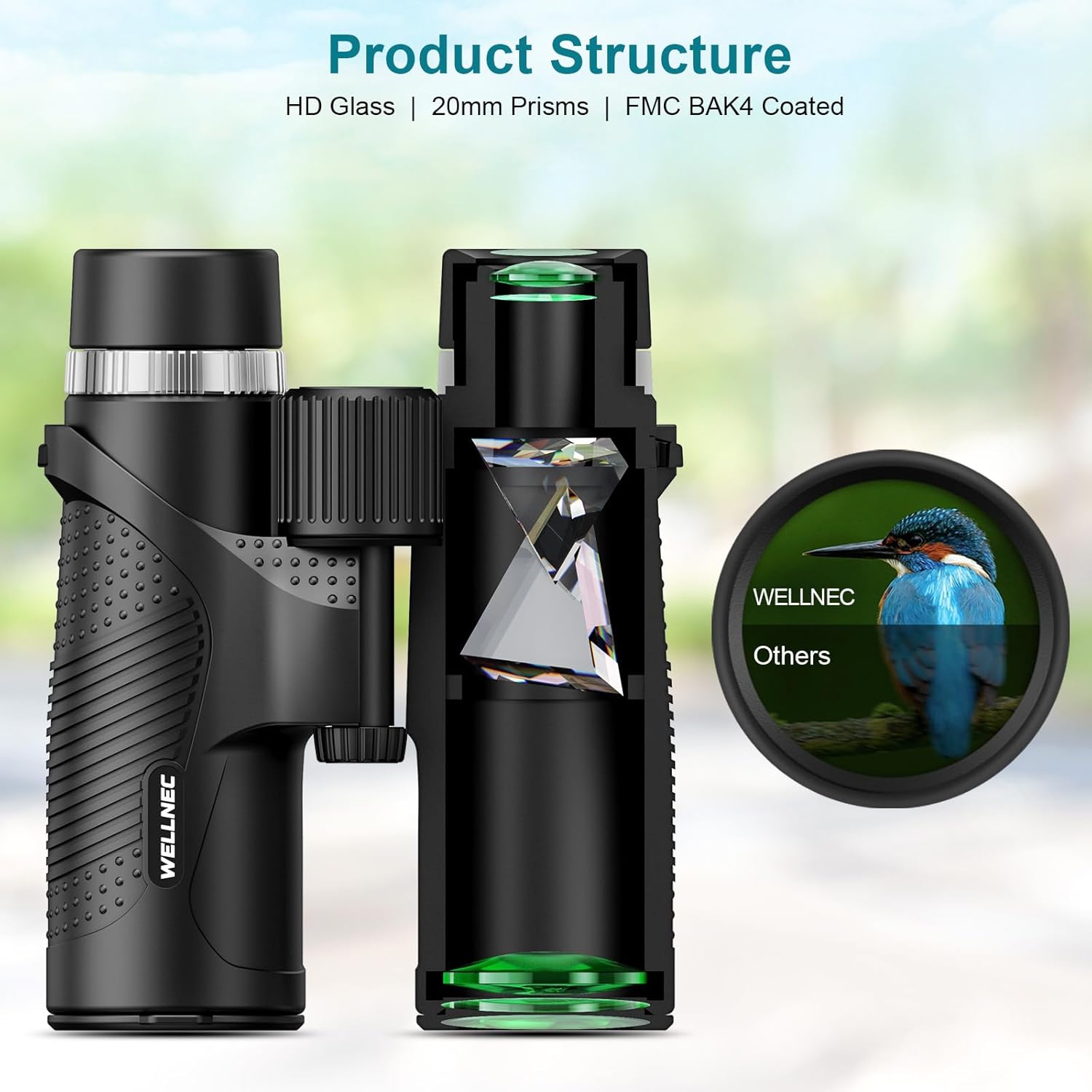 Binoculars for Adults Hunting Bird Watching - WELLNEC 12x42 HD 367/100