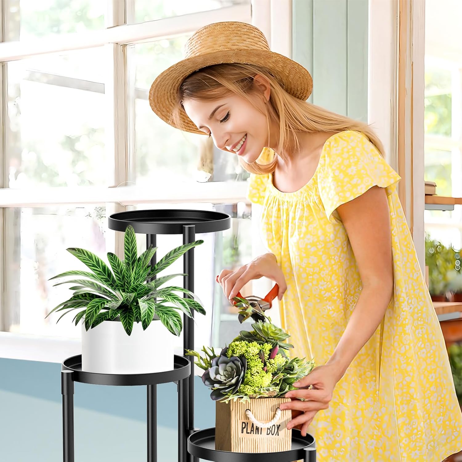 3 Tier Metal Corner Plant Stand Indoor Outdoor, Heightened widened 30'