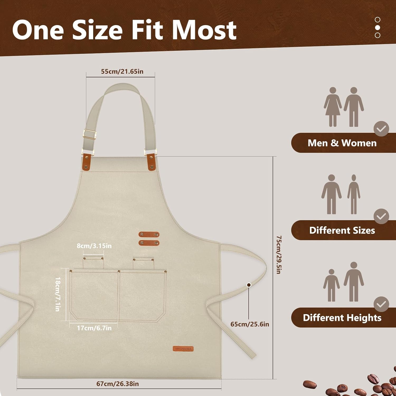 Chef Apron for Men Women with Pockets Adjustable Strap, Water Repellen