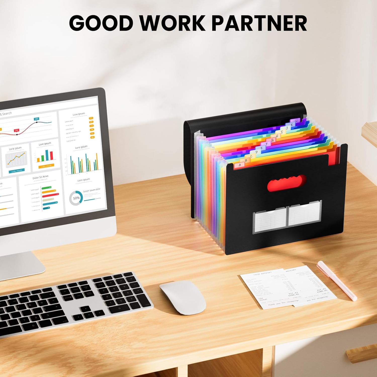 Sooez Accordion File Organizer, 13 Pockets Expanding File Folder, Port