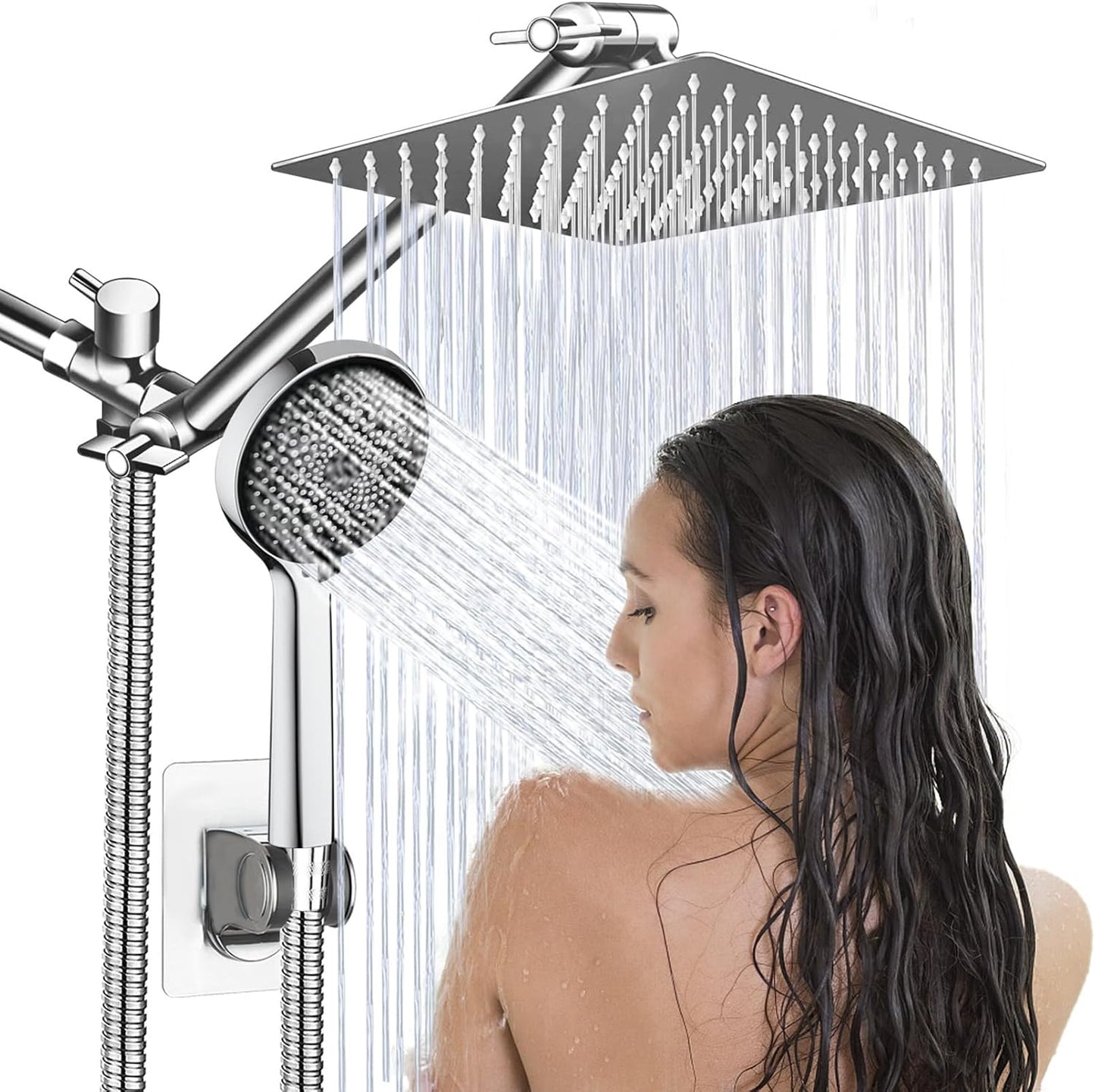 Shower Head,8”Rain Shower Head with Handheld Spray Combo with 11'' Ang