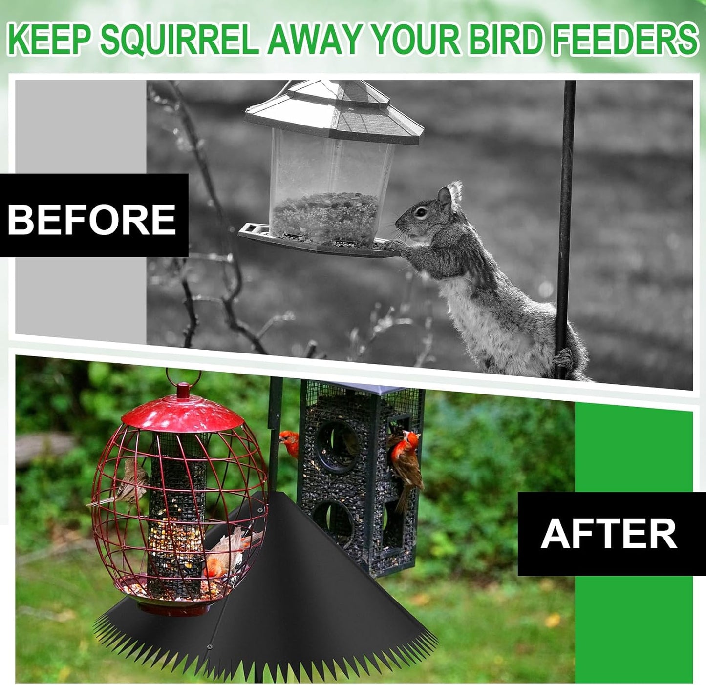Qualirey 2 Pcs 16 Inch Squirrel Baffle for Bird Feeder Pole, Outside Pole Mount Bird House Squirrel Baffle for Outdoor Shepherds Hook, Classic Style