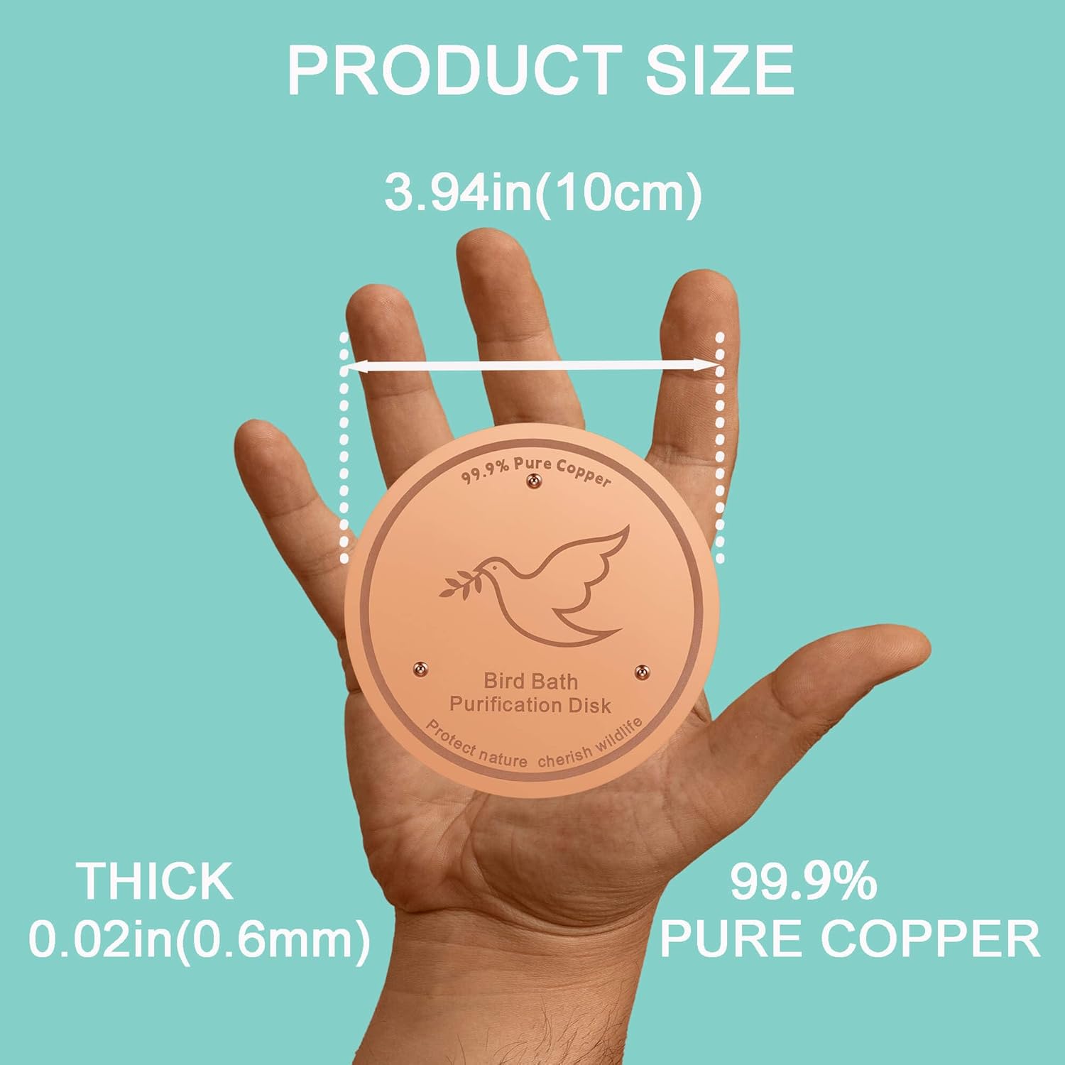1Pack Bird Bath Copper Purification Disk | 0.6mm Reinforced 99.9% Pure