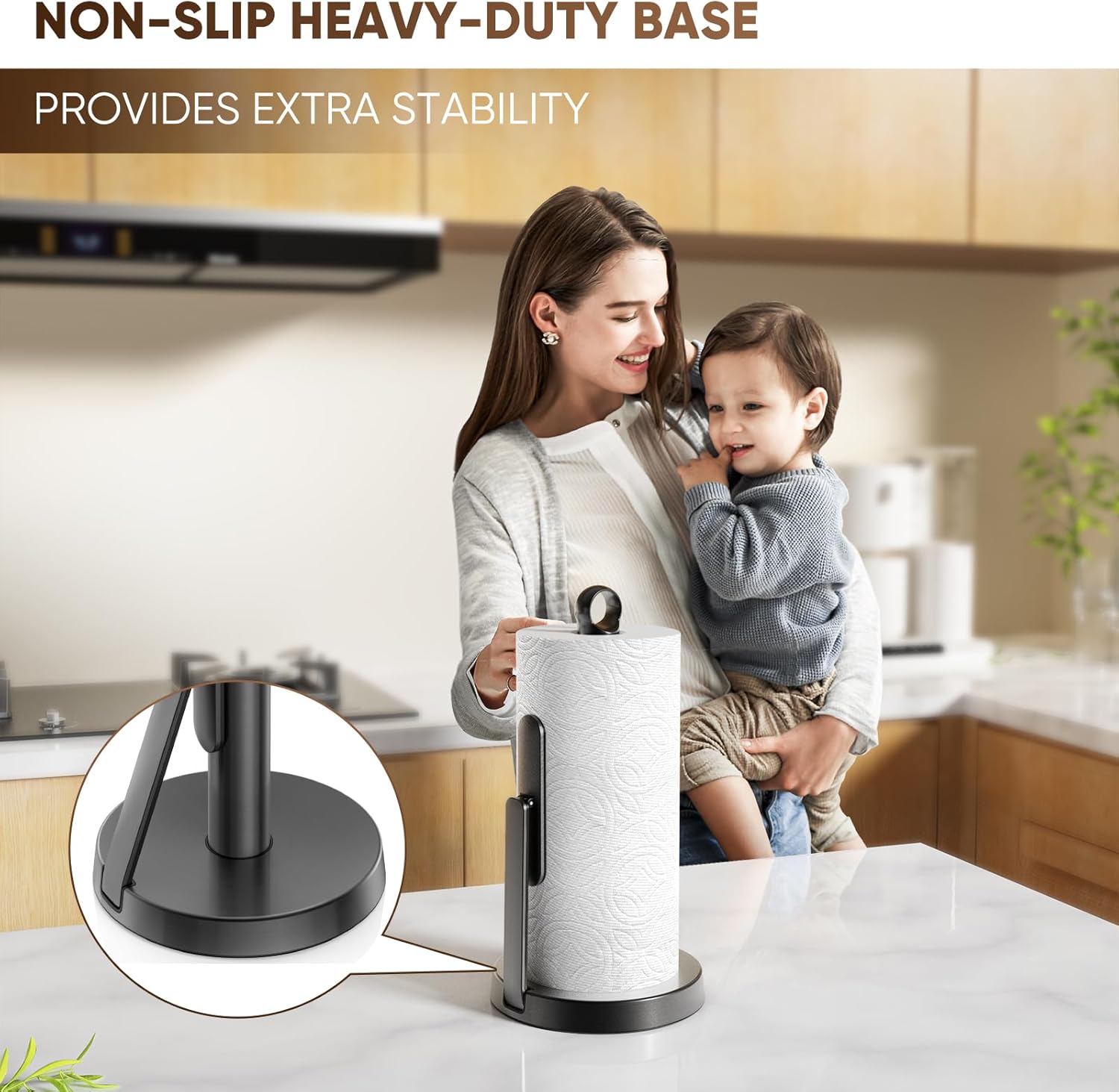 theaoo Heavy-Duty Stainless Steel Paper Towel Holder with Tension Arm 