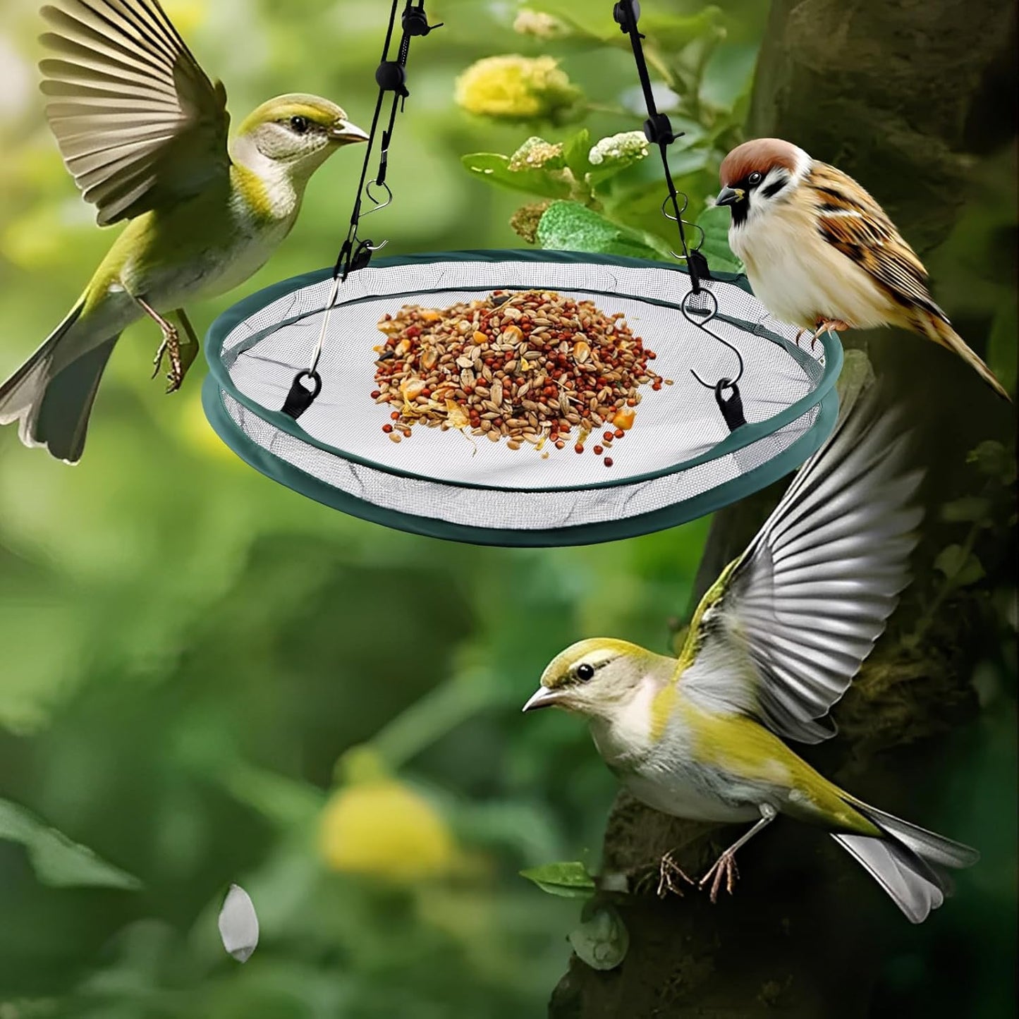 2Pcs Universal Wild Bird Seed Catcher Tray, 16 Inch Adjustable Hanging