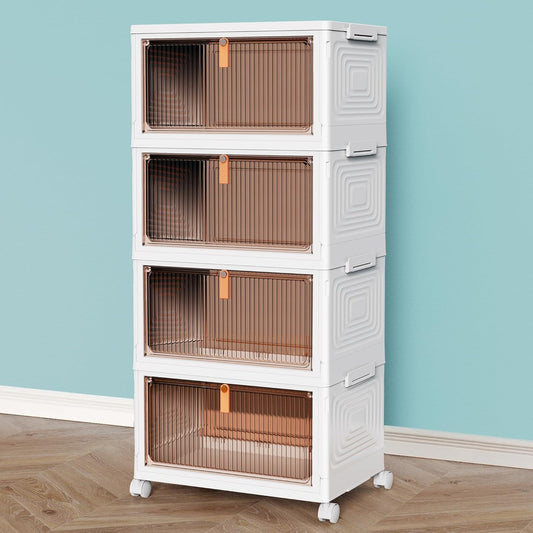 CTSNSLH 4 Tier Plastic Storage Bins and Boxes Organizer - Stackable wi