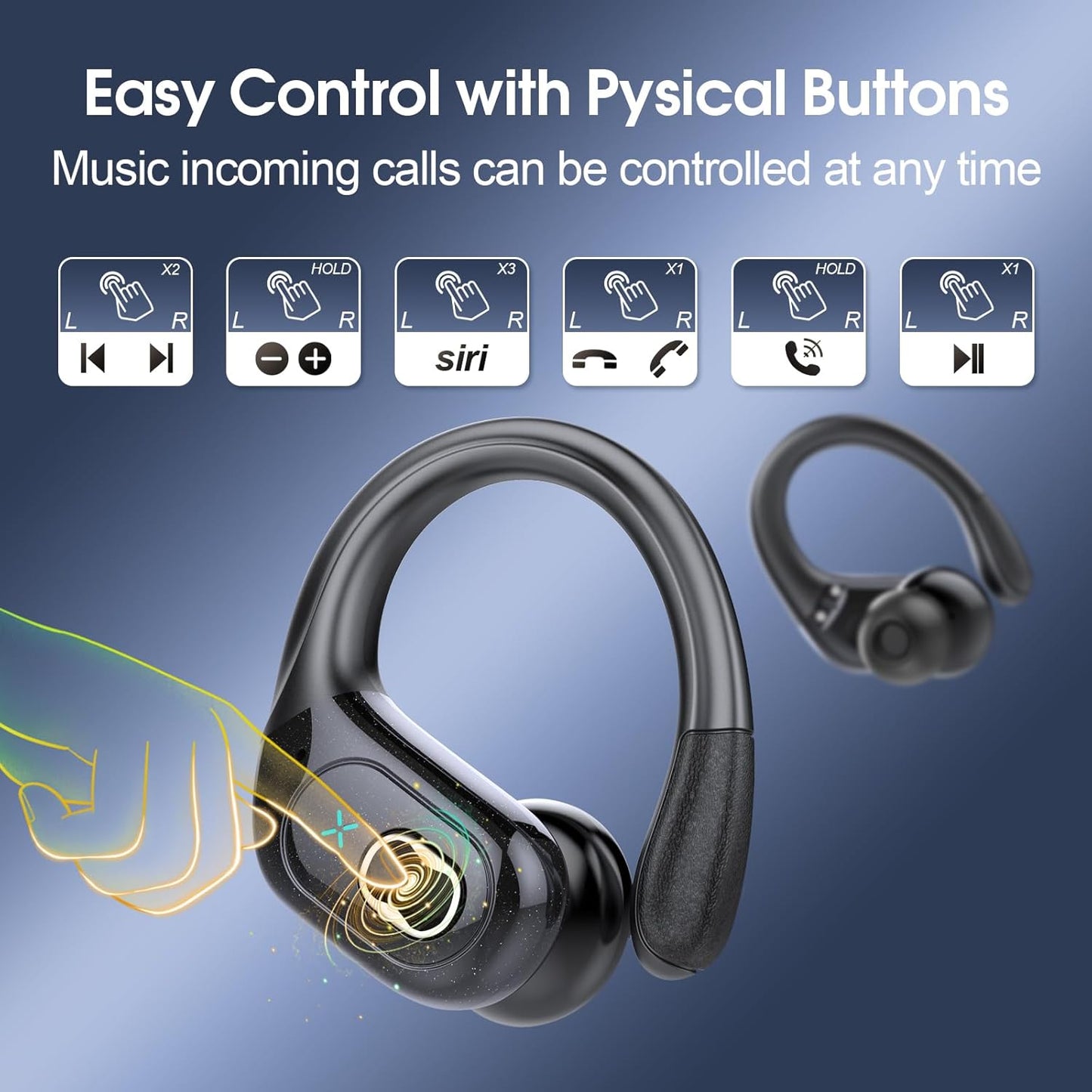 Wireless Earbuds 75hrs Bluetooth 5.4 Headphone Sport, 2026 Bluetooth E