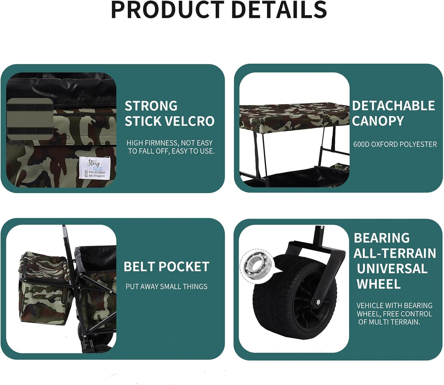 Collapsible Garden Cart, One Size, Camouflage
