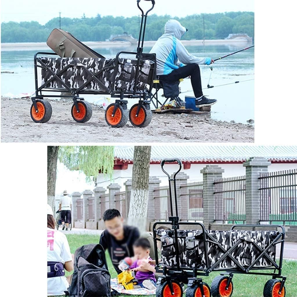 Portable Camping Cart,Outdoor Folding Utility Wagon Outdoor Foldable Cart Gardening Transport Truck with Brake All Terrain Transport Trolley Load-Bearing 100kg / 220lbs for Beach