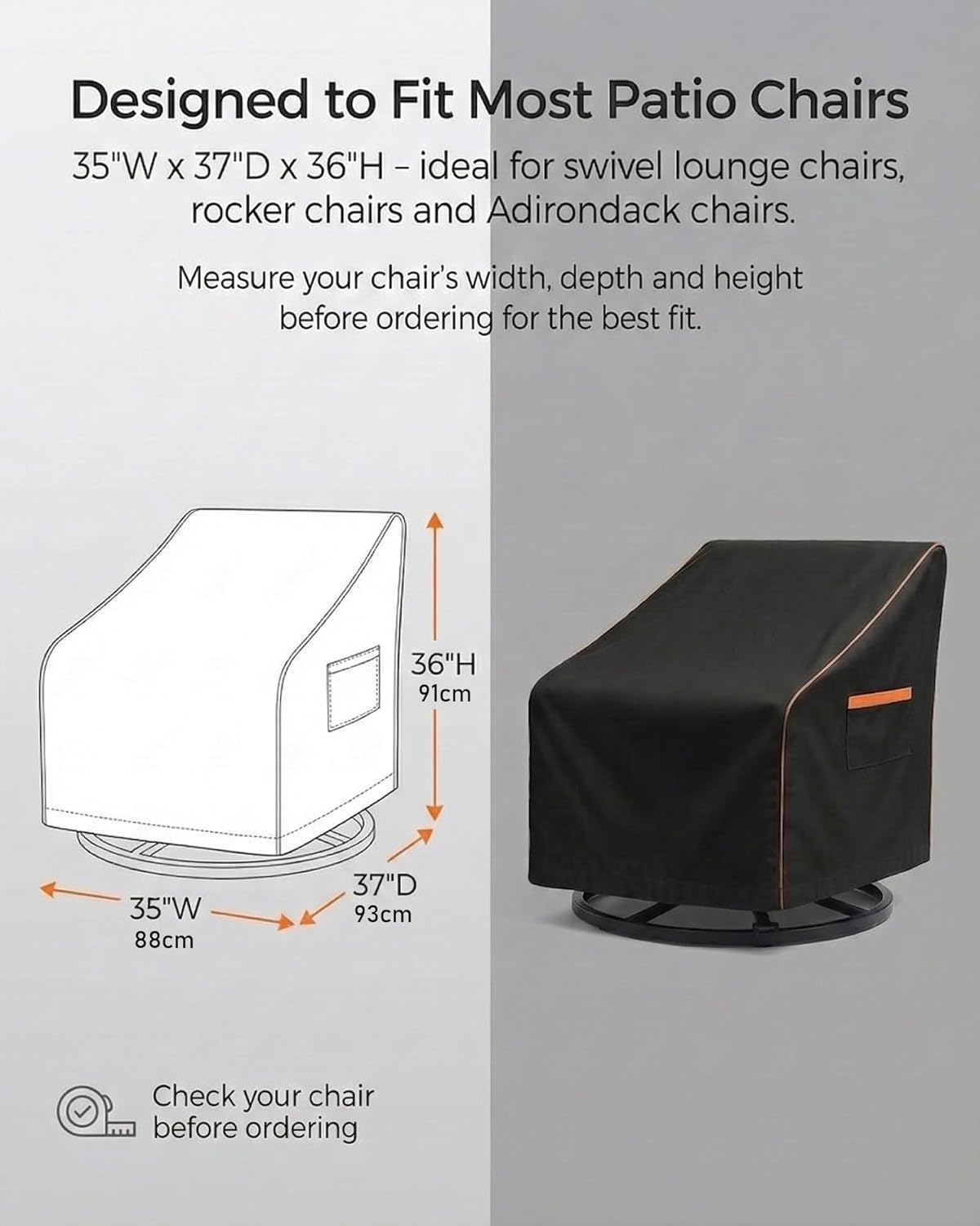 Outdoor Waterproof Patio Chair Covers, Heavy Duty Oxford Coating Weath