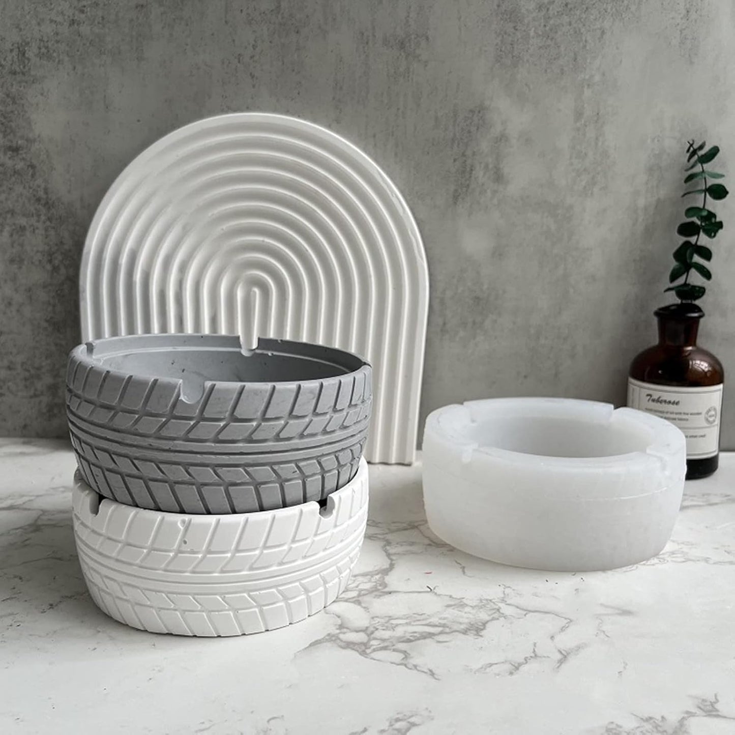 Tire Pattern Flower Pot Silicone Mold Succulent Planter Vase Cactus Concrete Mold Candle Pen Holder Mold Epoxy Resin Plaster Cement Clay Mould