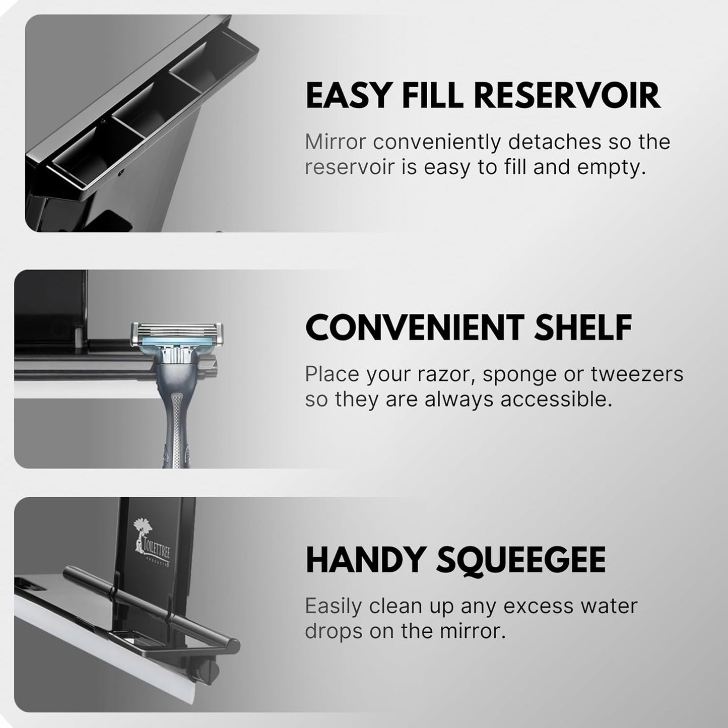 ToiletTree Products Fogless Shower Mirror - Anti-Fog Mirror - Adjustab