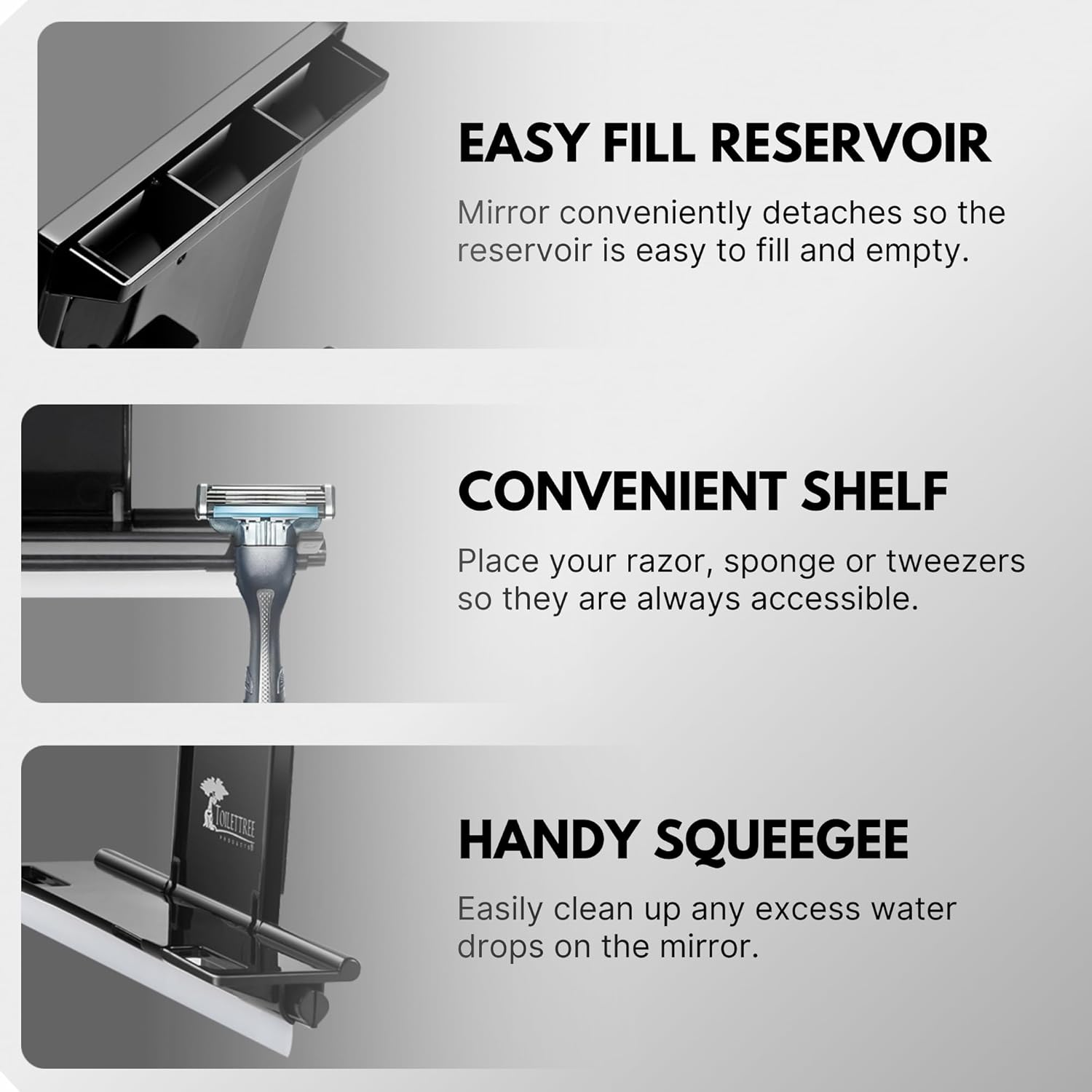 ToiletTree Products Fogless Shower Mirror - Anti-Fog Mirror - Adjustab