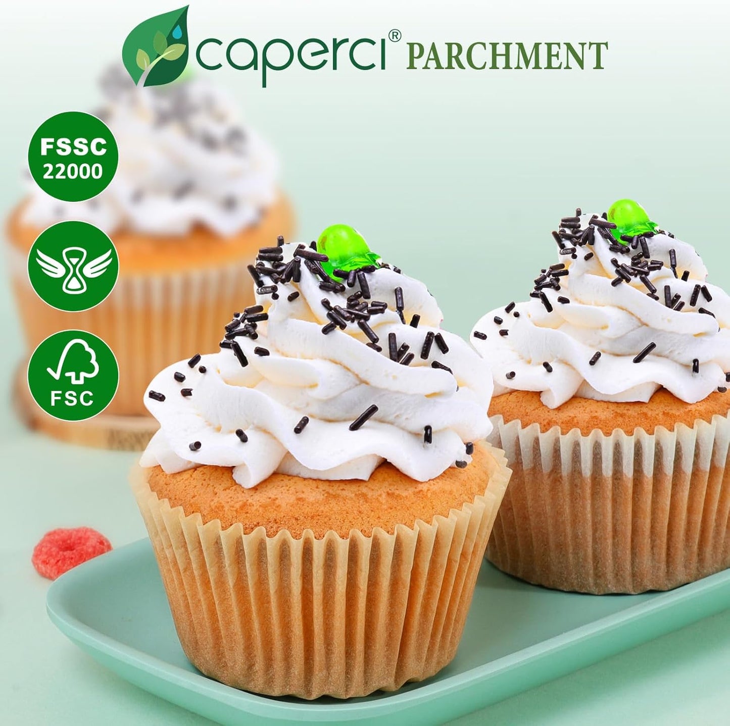 Caperci 225pcs Parchment Cupcake Liners - Standard Muffin Cups Liners for Baking, Parchment Paper Cupcake Wrappers with Excellent Greaseproof, Balanced Non-Stick & Non-Slip, Food Grade (Natural)