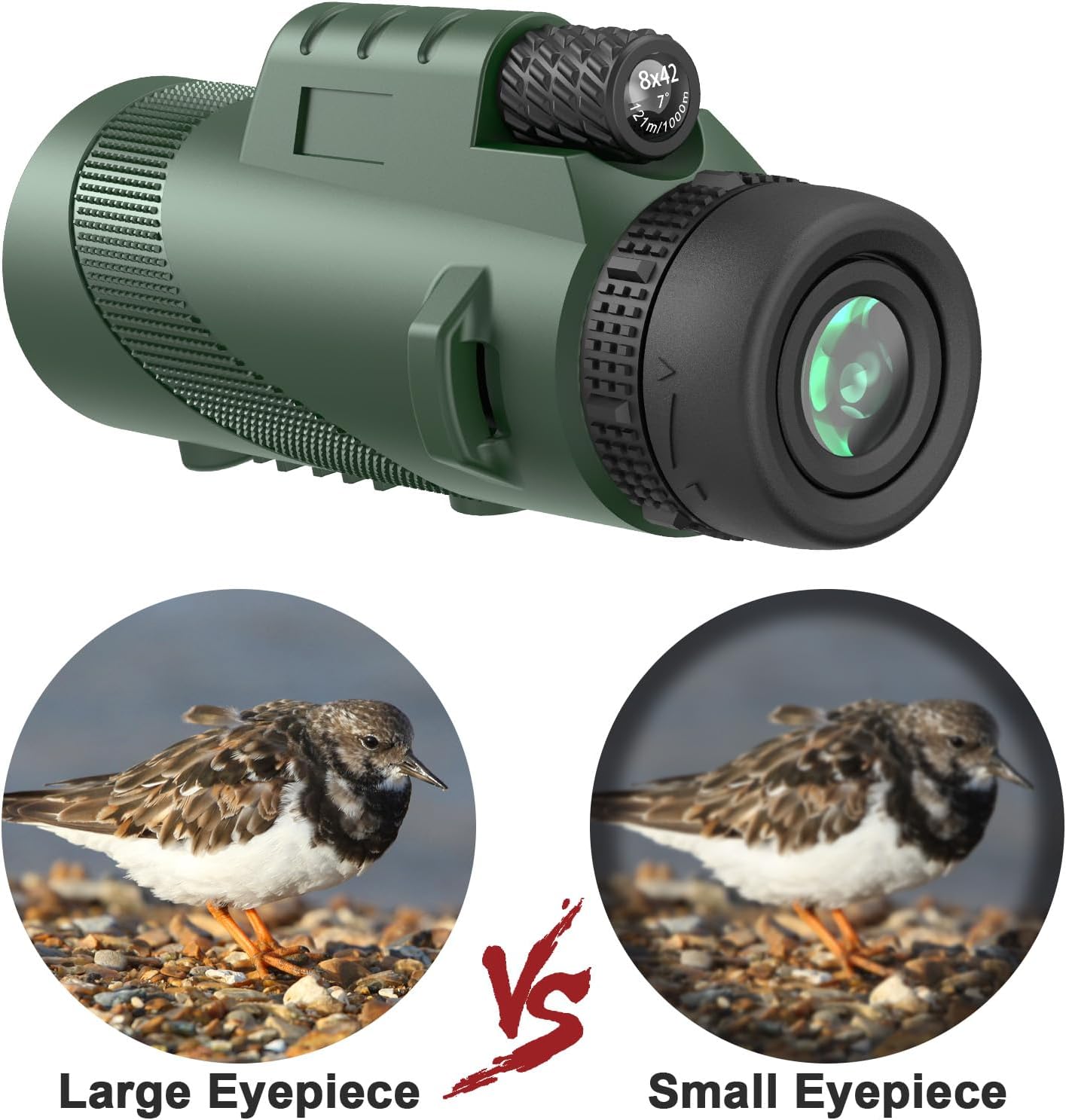 8x42 Portable Monocular Telescope for Adults, High Powered Compact Monoculars for Bird Watching, Hiking, Concert, Travel