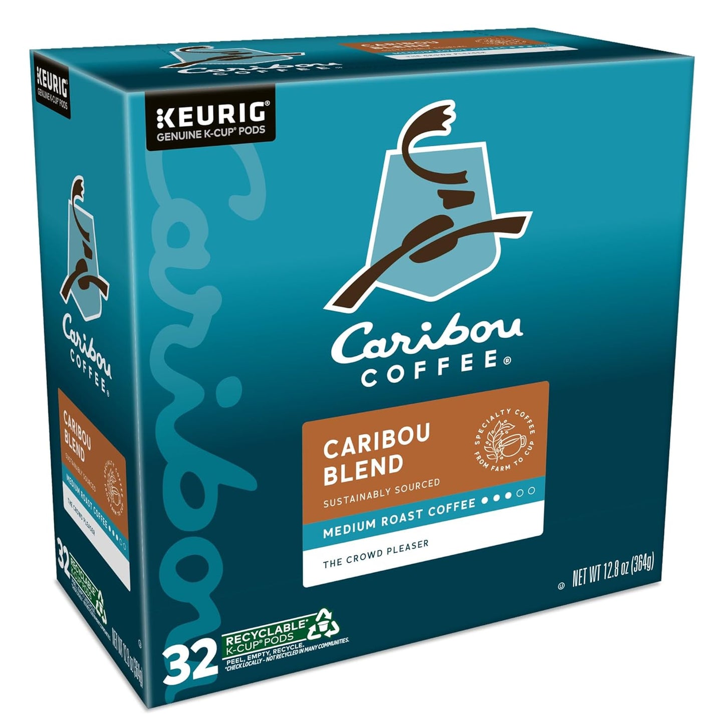 Caribou Coffee Caribou Blend, Keurig Single-Serve K-Cup Pods, Medium Roast Coffee, 32 Count(Pack of 1)
