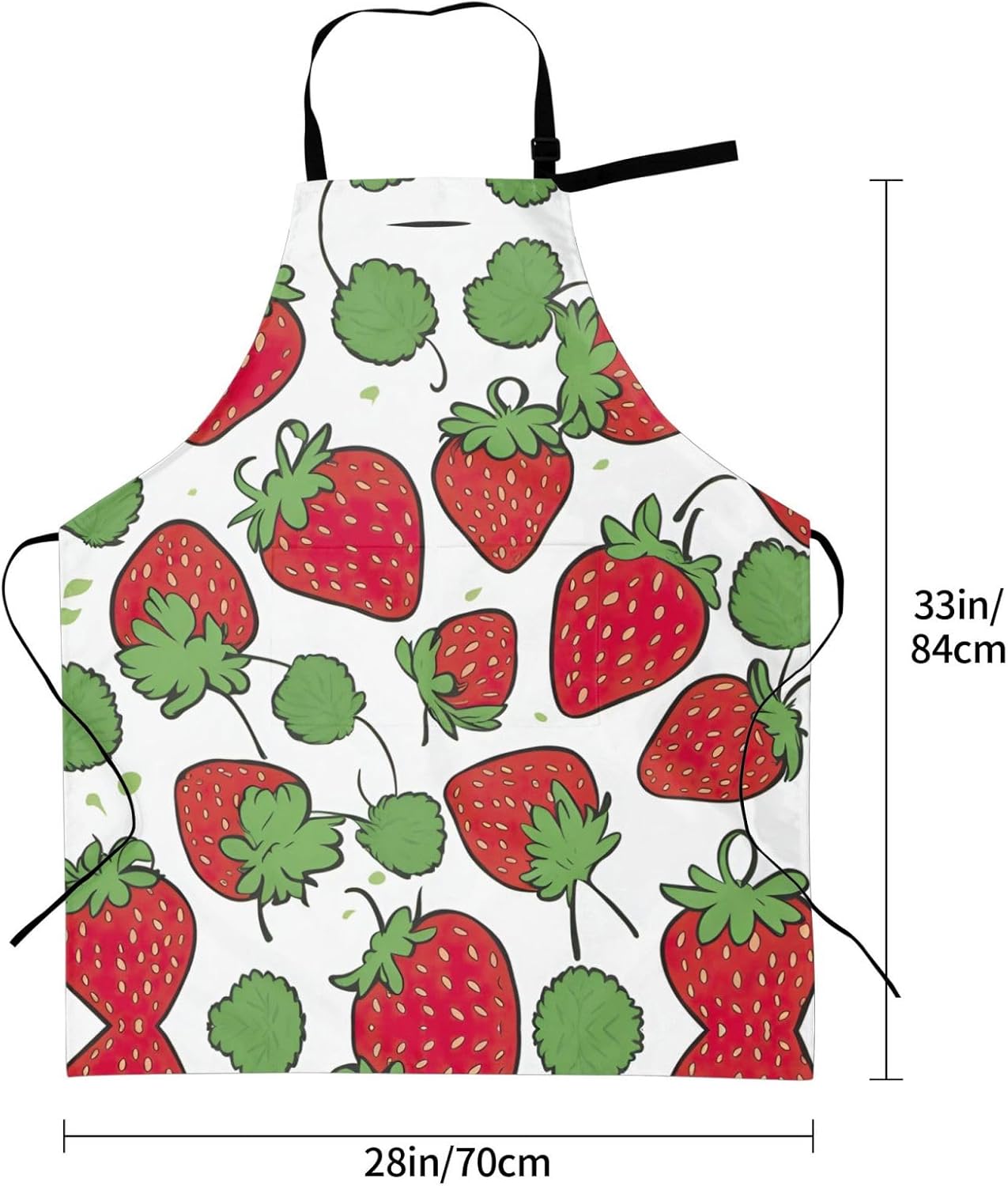 Strawberry pattern print Waterproof chef's apron with pocket apron for kitchen cooking baking barbecue and gardening