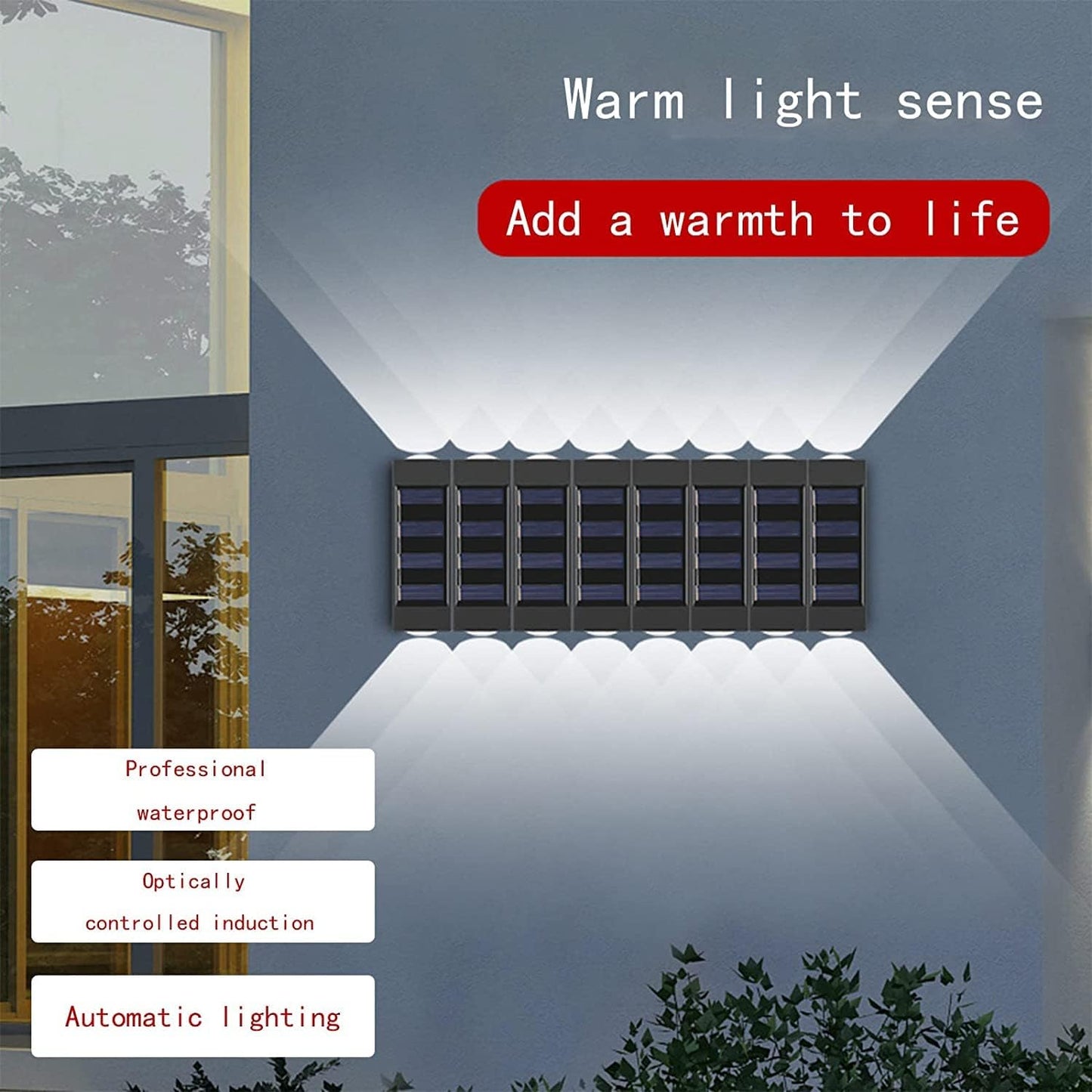Outdoor 4 Pack LED Solar Aluminium Indoor Wall Lamp Waterproof Sconce Porch Spot Lights for Backyard Garden Garage Yard Vintage(White Light)
