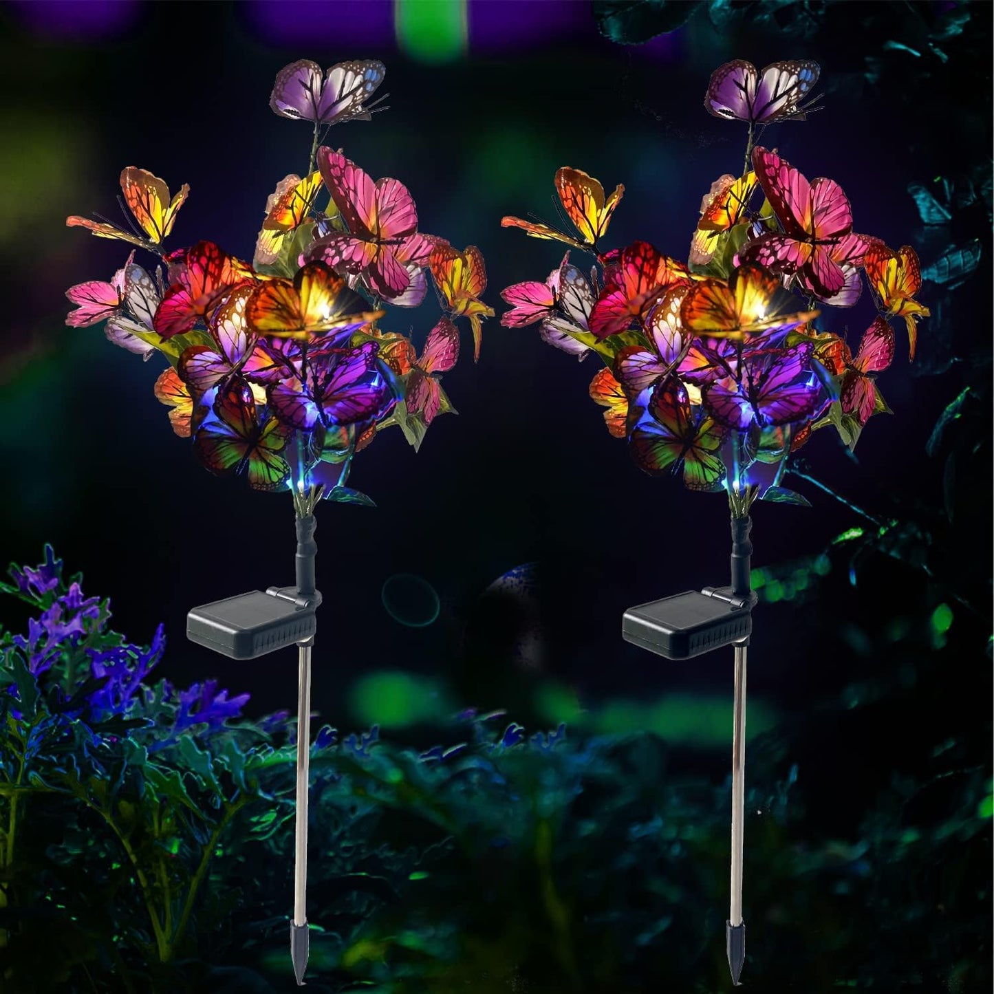 Solar Lights Outdoor Garden Decorative Solar Stake with 2 Pack Decor Powered Waterproof for Garden Yard Pathway