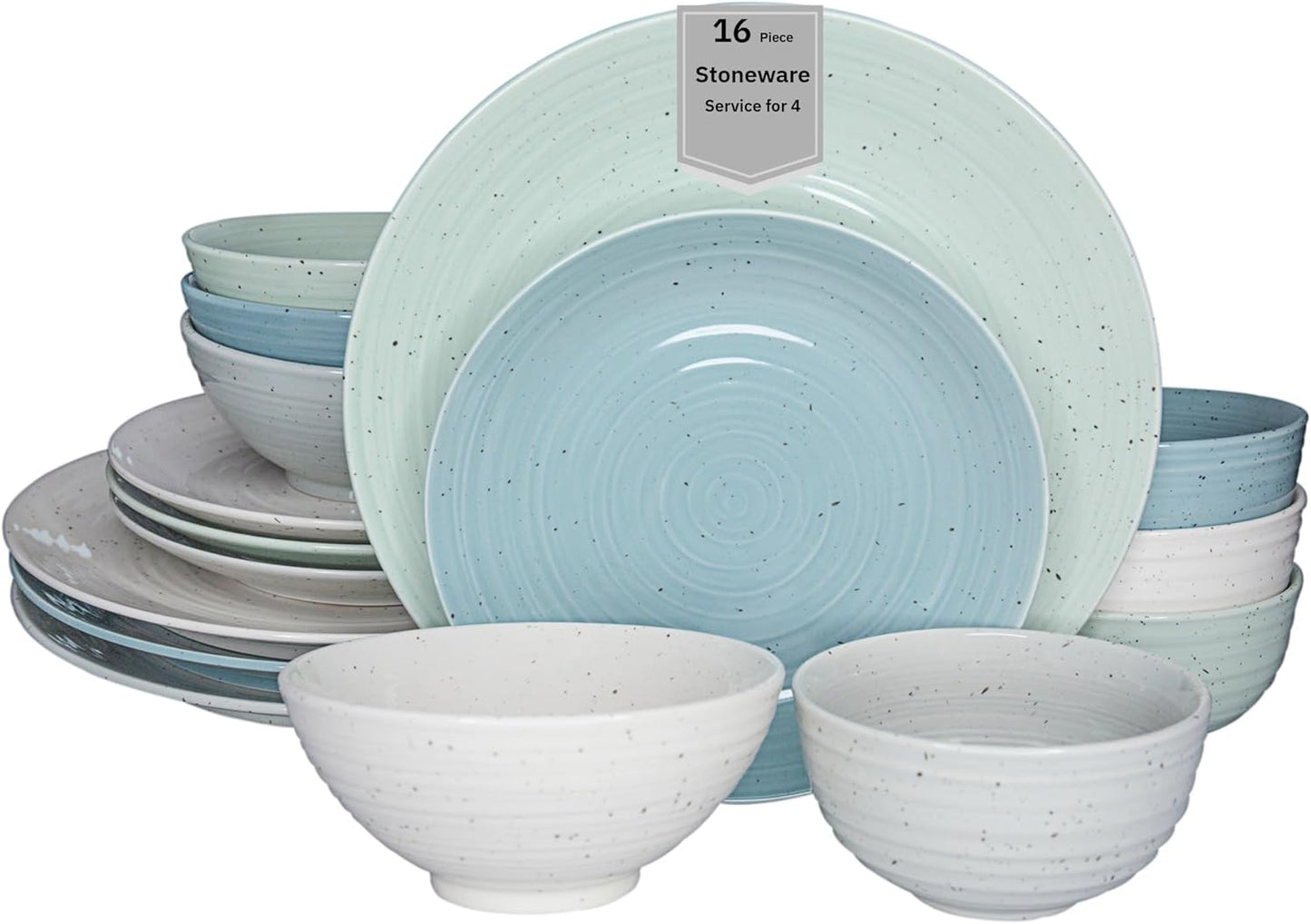 Sango Siterra Artist's Blend 16-Piece Stoneware Dinnerware Set for 4, 