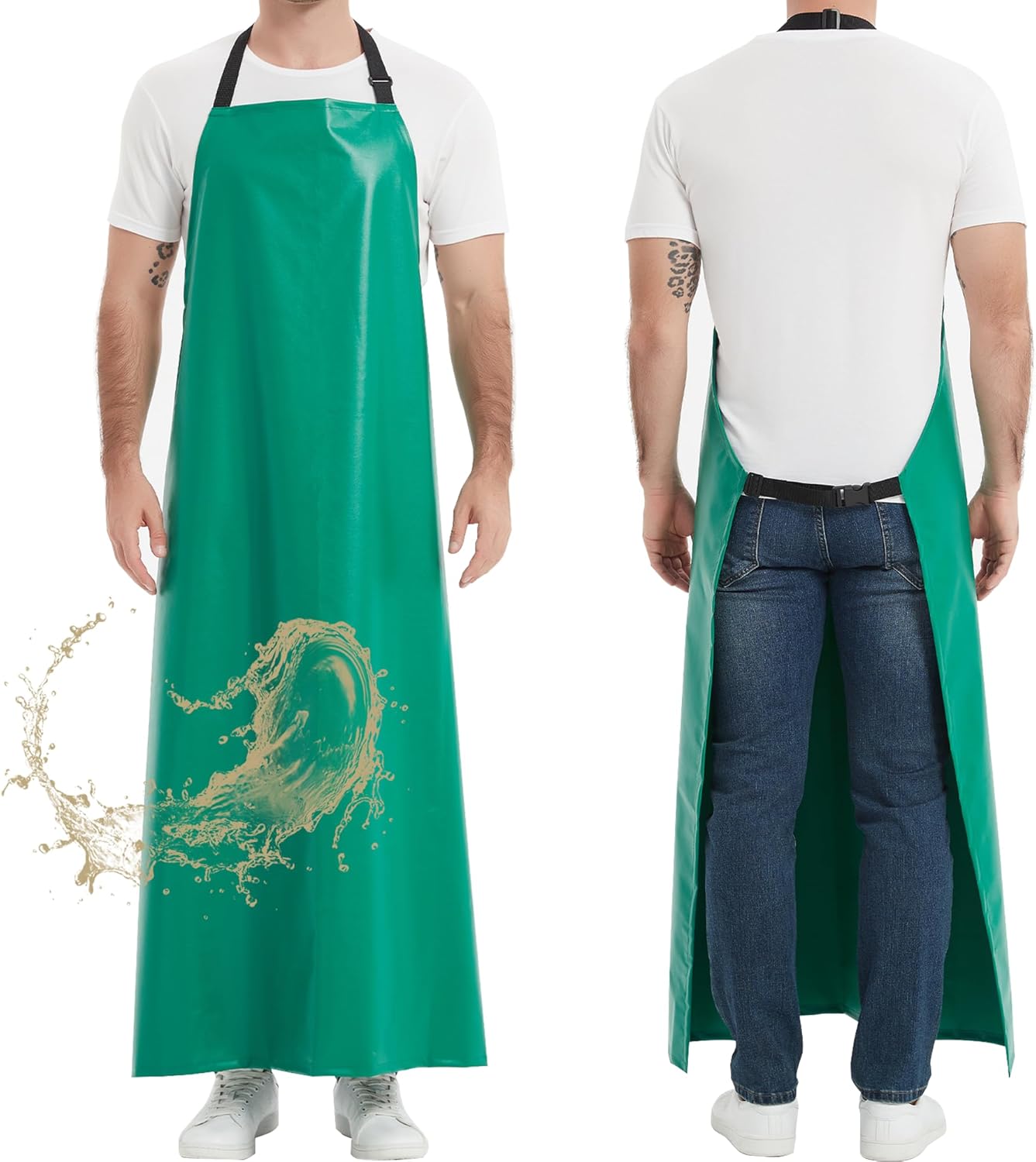 Thicker Rubber Apron, Extra Long Adjustable Apron, Heavy Duty Oil&Chem